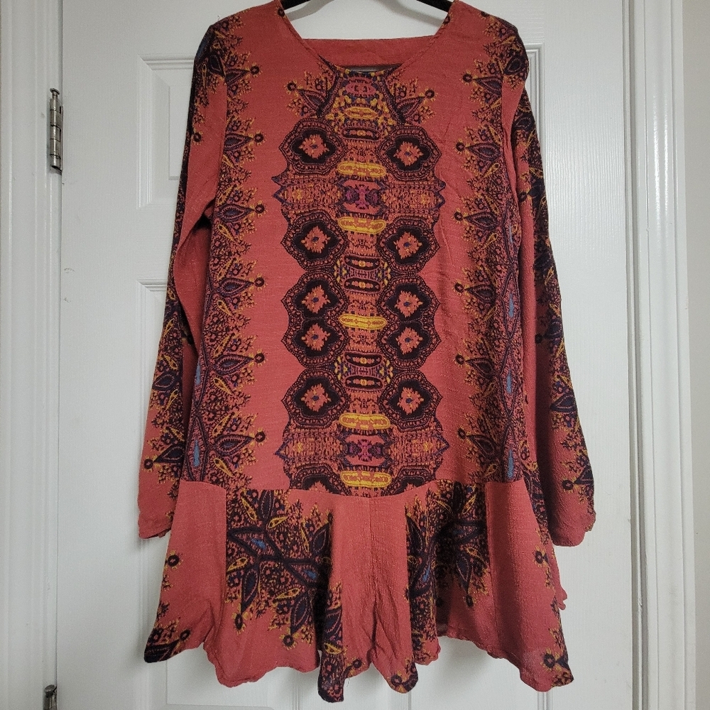 Bohemian Patterned Dress in Pink and Purple